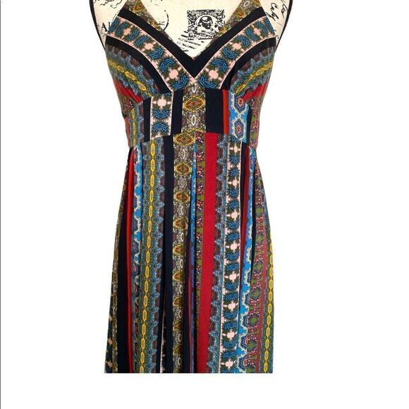 T Tahari Black Sleeveless Tile Stripe Maxi Dress Size M - Picture 4 of 12